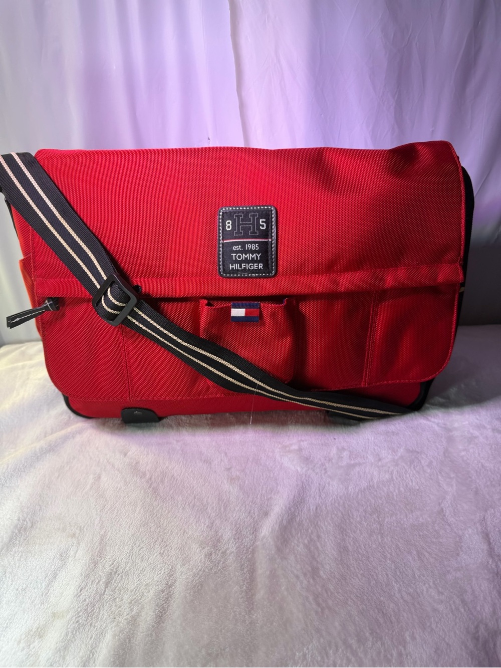 Tommy Hilfiger Red Messenger Bag - Classic Crossbody Tote